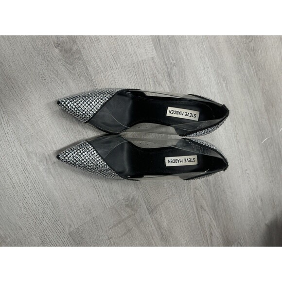 Steve Madden Women's Black Lili Rhinestone Pointed-Toe Stiletto Heel Pump SZ 9 - Picture 1 of 3